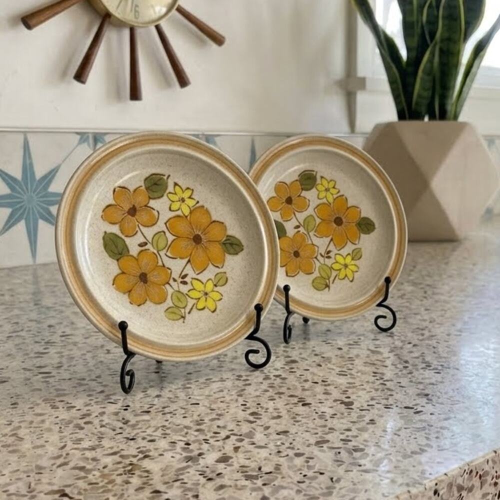 Yamaka Stoneware Japan Kiln Craft Peko ST-6040 7.5 Inch Plates Set 2 Mint